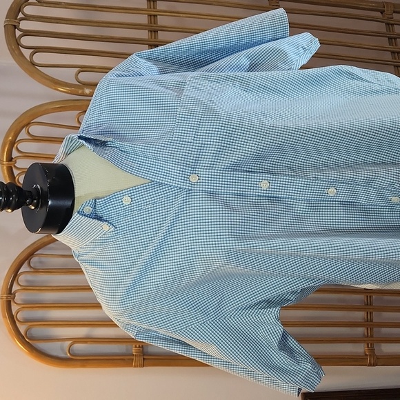 Eddie Bauer wrinkle resistant relaxed fit blue checkered sz L casual shirt - Picture 2 of 10